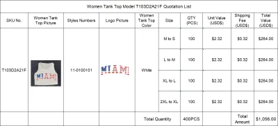 Separate Quotation Women Tank Top T103D2A21F With Customized Logo MIAMI