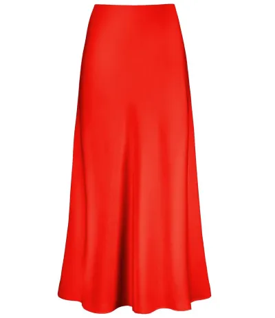 Women Fashion Casual Summer Solid Color Satin Zipper Skirt