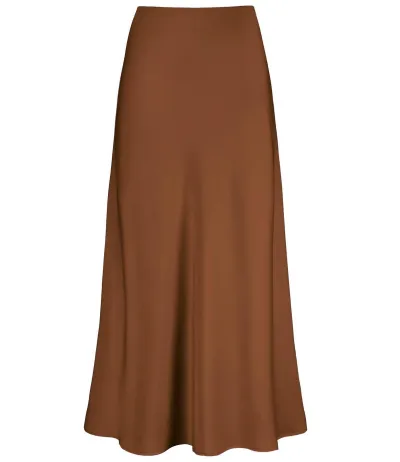 Women Fashion Casual Summer Solid Color Satin Zipper Skirt