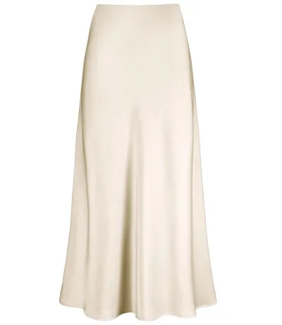 Women Fashion Casual Summer Solid Color Satin Zipper Skirt