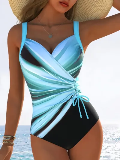 Women Fashion Casual Printed One-Piece Swimsuit