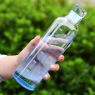 Fashion Simple Solid Color Time Scale Transparent Plastic Water Cup 500ml 750ml