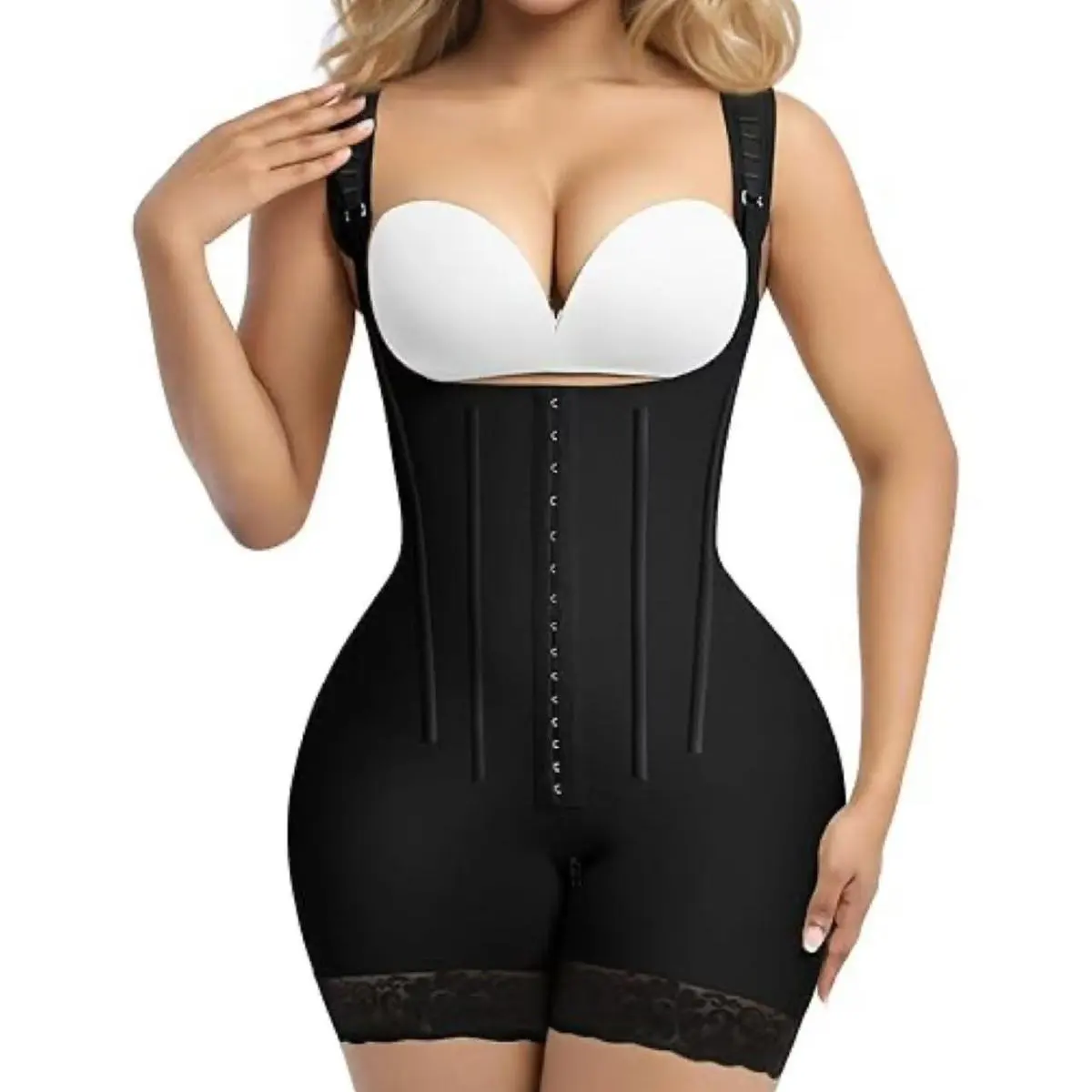 Women Fashion Solid Color Reinforcing Tinting And Hip Lifting Bodysuit Shapewear