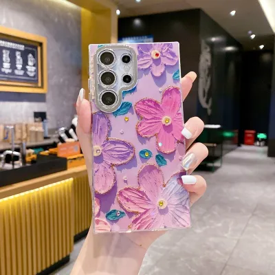 Samsung Oil Painting Begonia Flower Printed Drop-Resistant Silicone Phone Case