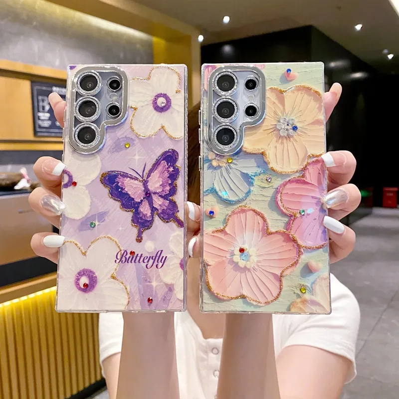 Samsung Oil Painting Begonia Flower Printed Drop-Resistant Silicone Phone Case