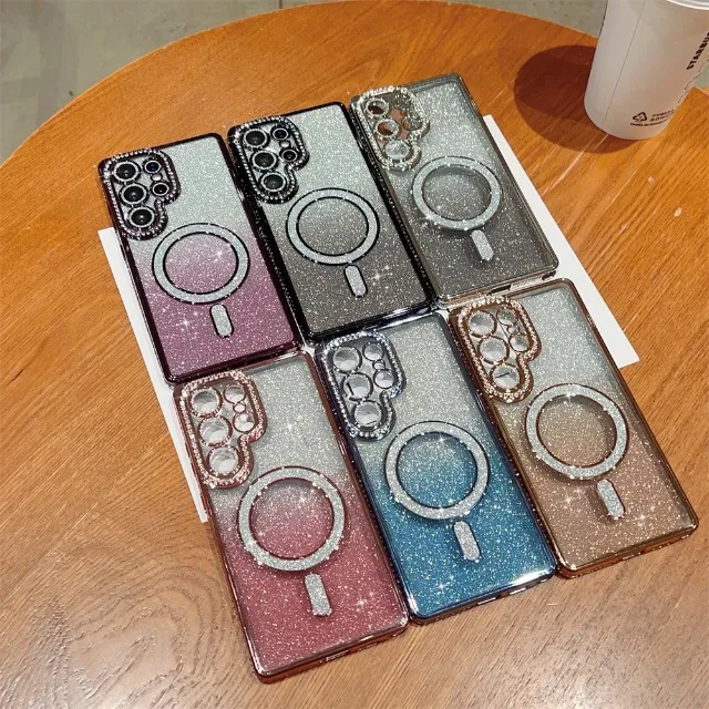 Samsung Electroplated Magnetic Edge Drill Gradient Glitter Phone Case Protective Case