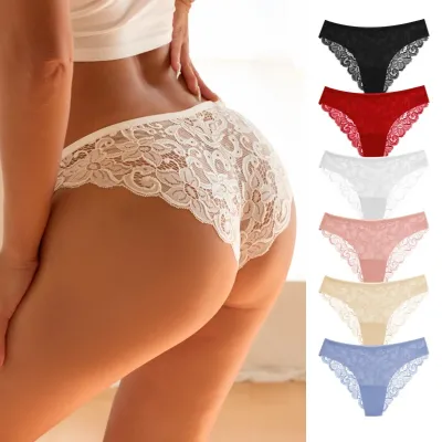 Ropa interior femenina sexy y cómoda de encaje de color liso.