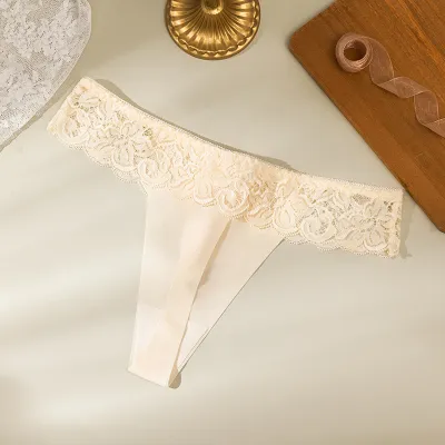 Women Sexy Solid Color Lace Thong