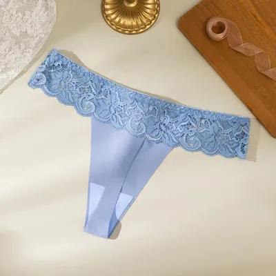 Women Sexy Solid Color Lace Thong