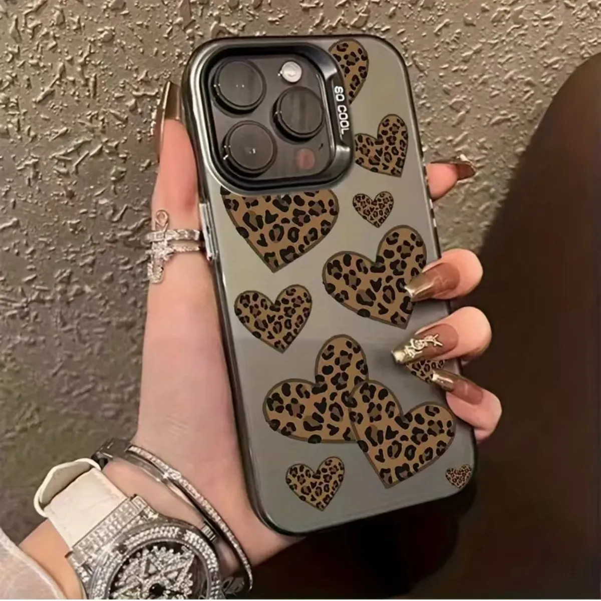 Fashion Love Leopard Printed Hard Shell TPU iPhone Case