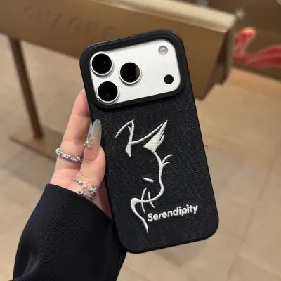 Fashion Embroidery Cat PC Protective Case for iPhone