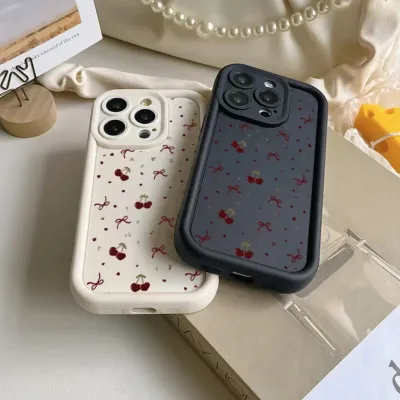 Fashion Wave Point Bowknot Printed Silicone Matte iPhone Case