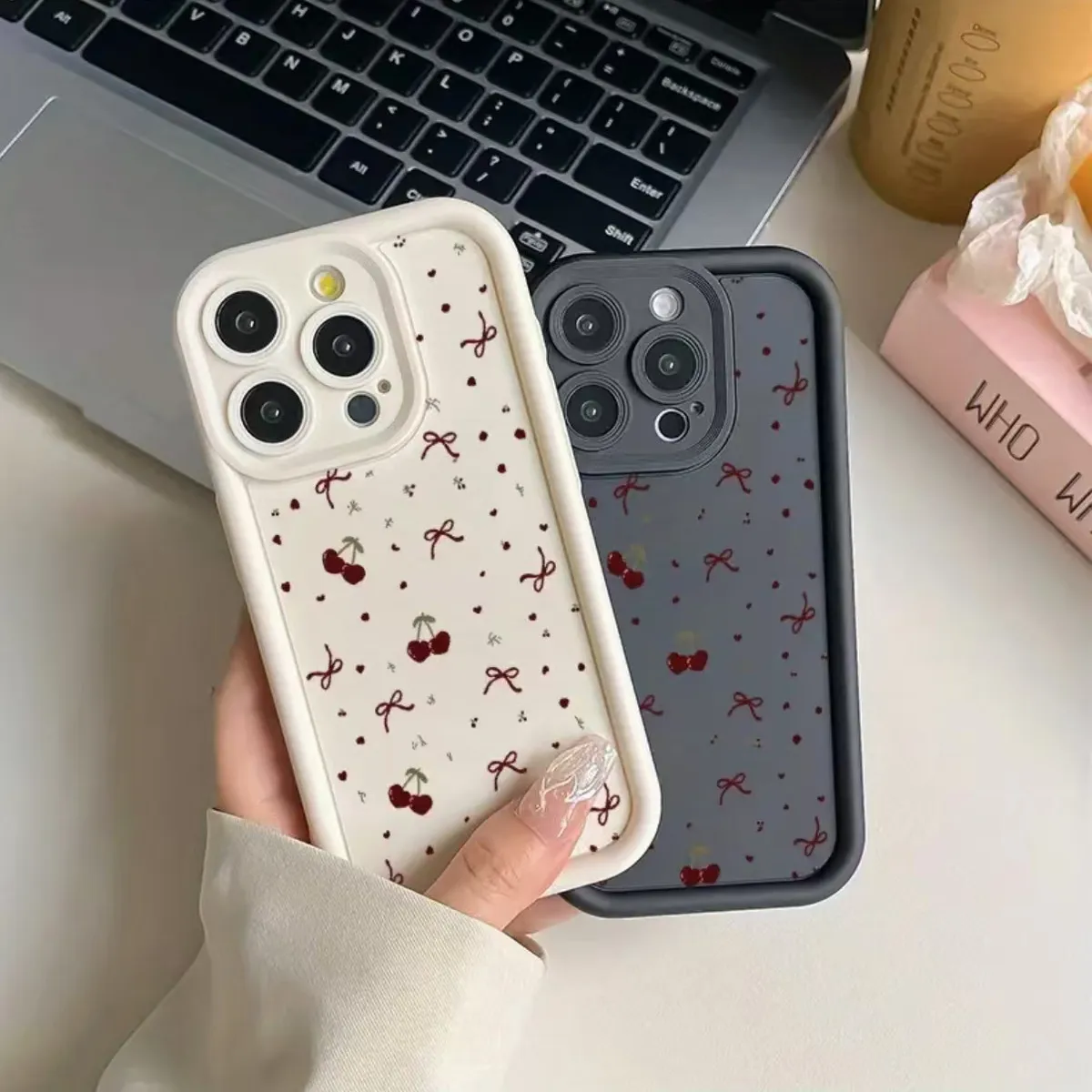 Fashion Wave Point Bowknot Printed Silicone Matte iPhone Case