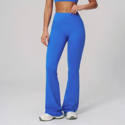 Women Fashion Casual Solid Color High Waist Flare Sports Pants