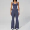 7028 Vest 7028-2 Wide Leg Pants-Dai Blue