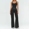 7028 Vest 7028-2 Wide Leg Pants-Premium Black