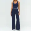 7028 Vest 7028-2 Wide Leg Pants-Badge Blue