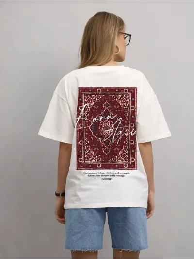 Women Fashion Casual Cotton Printed Short Sleeve Loose T-Shirt