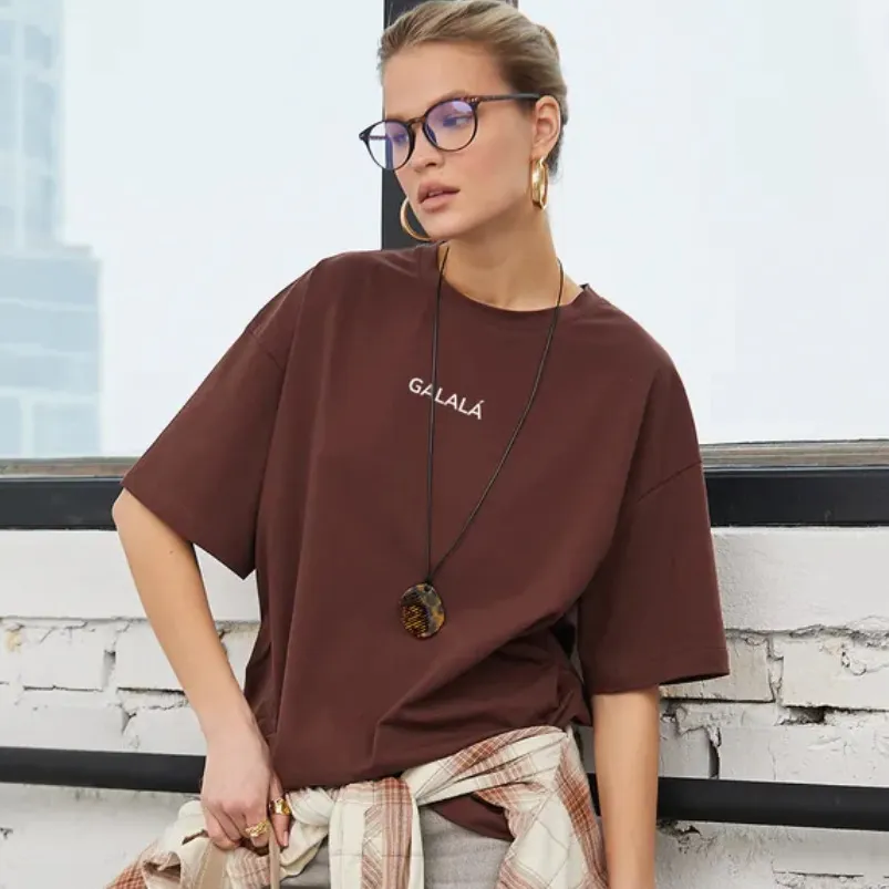 Women Fashion Casual Printed Cotton Short-Sleeve Loose T-Shirt