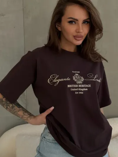 Women Fashion Casual Letter Printed Short Sleeve Loose T-Shirt