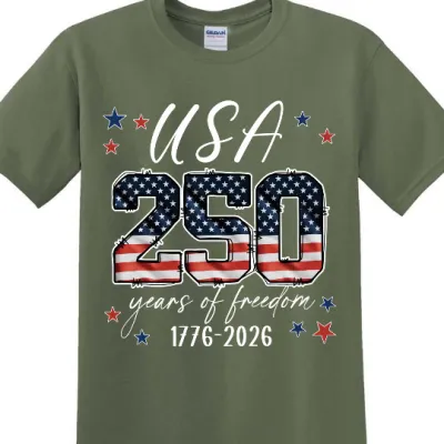 Men Fashion Casual Independence Day Printed Artistic Retro Short-Sleeve T-Shirt