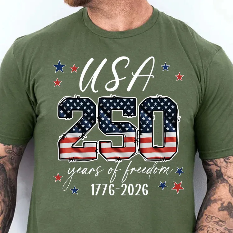 Men Fashion Casual Independence Day Printed Artistic Retro Short-Sleeve T-Shirt