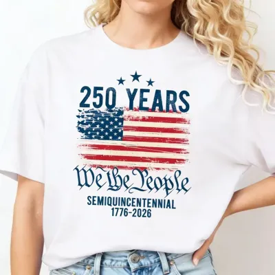 Women's Casual Independence Day Printed Round Neck Short-Sleeve T-Shirt