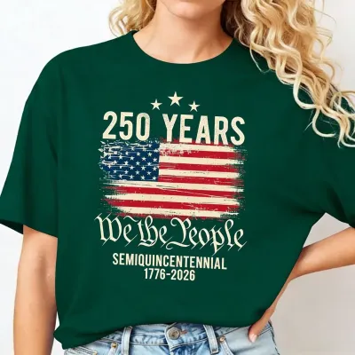 Women's Casual Independence Day Printed Round Neck Short-Sleeve T-Shirt