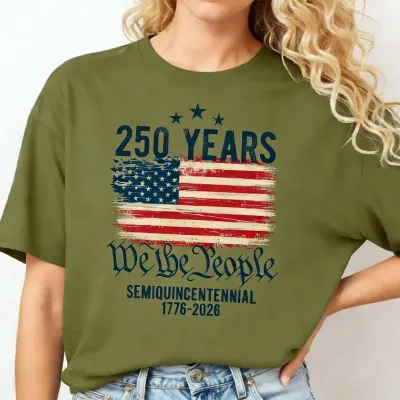 Women's Casual Independence Day Printed Round Neck Short-Sleeve T-Shirt