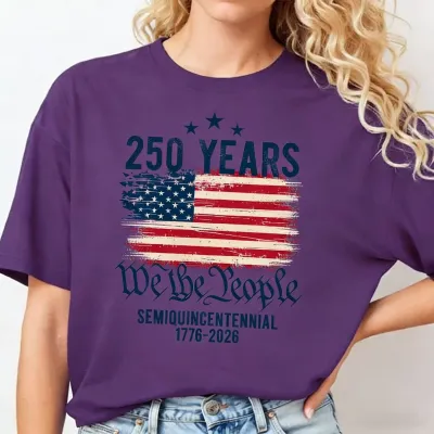 Women's Casual Independence Day Printed Round Neck Short-Sleeve T-Shirt