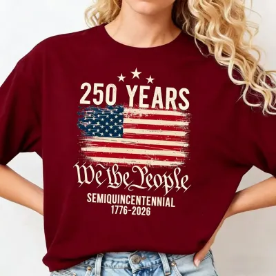 Women's Casual Independence Day Printed Round Neck Short-Sleeve T-Shirt