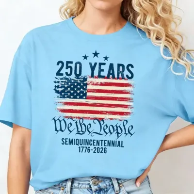 Women's Casual Independence Day Printed Round Neck Short-Sleeve T-Shirt