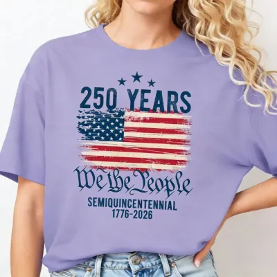 Women's Casual Independence Day Printed Round Neck Short-Sleeve T-Shirt