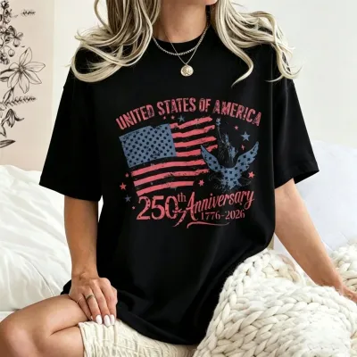Women's Fashion Casual Independence Day Printed Short Sleeve T-Shirt