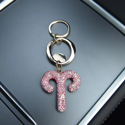Women Fashion Creative Rhinestone Twelve Constellation Bag Keychain