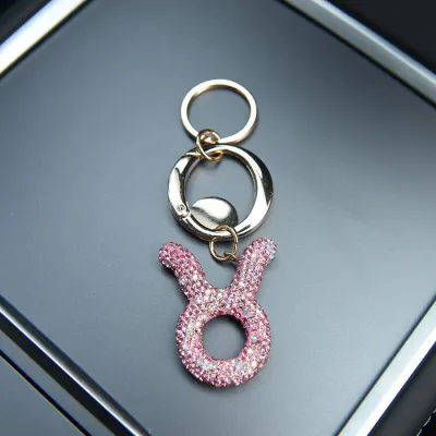 Women Fashion Creative Rhinestone Twelve Constellation Bag Keychain