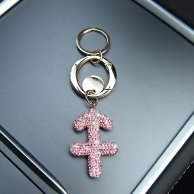Women Fashion Creative Rhinestone Twelve Constellation Bag Keychain