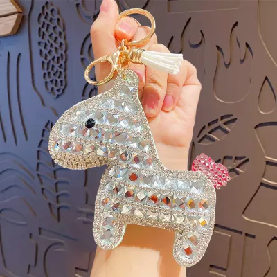 Women Fashion Cute Cartoon Rhinestone Pony Doll Keychain Bag Charm