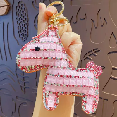 Women Fashion Cute Cartoon Rhinestone Pony Doll Keychain Bag Charm
