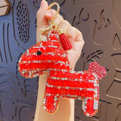 Women Fashion Cute Cartoon Rhinestone Pony Doll Keychain Bag Charm