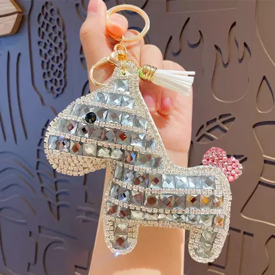 Women Fashion Cute Cartoon Rhinestone Pony Doll Keychain Bag Charm