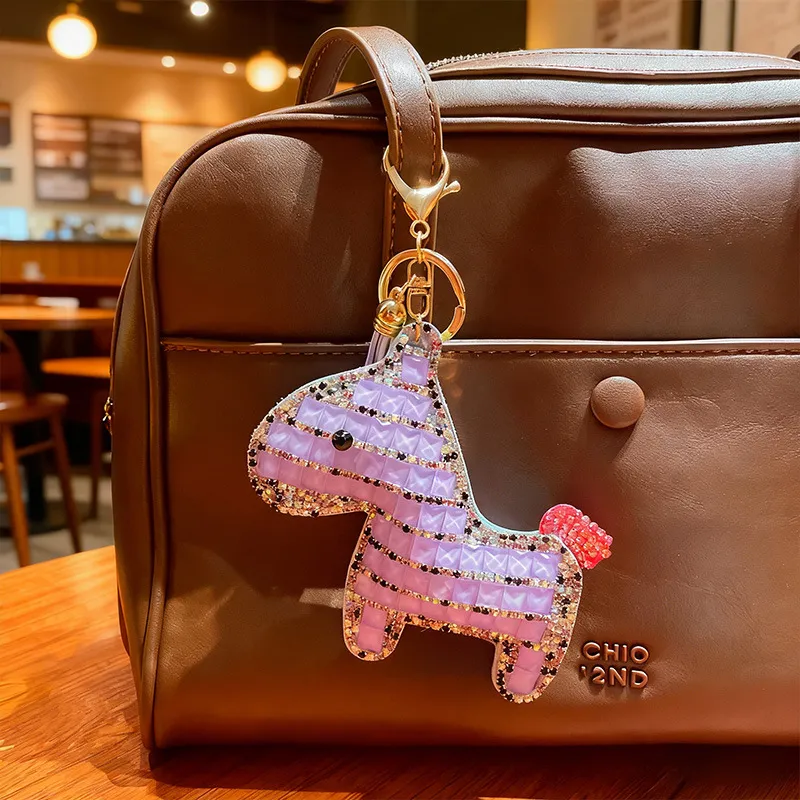 Women Fashion Cute Cartoon Rhinestone Pony Doll Keychain Bag Charm