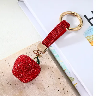 Women Fashion Cute Rhinestone Fruit Pendant Keychain