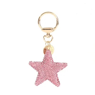 Women Fashion Creative Rhinestone Five-Pointed Star Car Bag Keychains