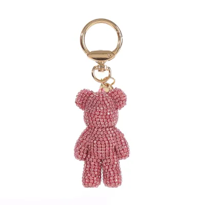 Women Fashion Creative Cartoon Rhinestone Bear Doll Bag Keychains