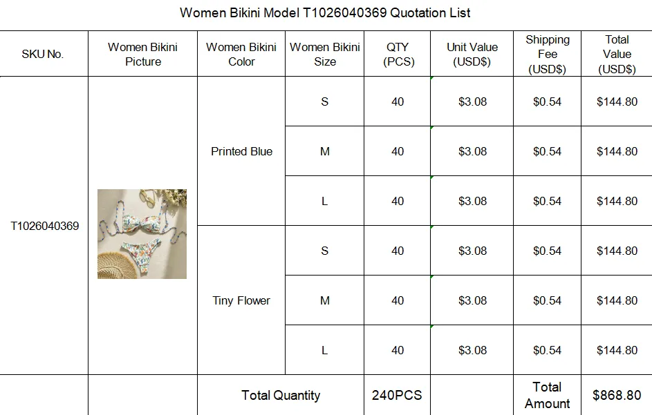 Separate Quotation Women Bikini Model T1026040369