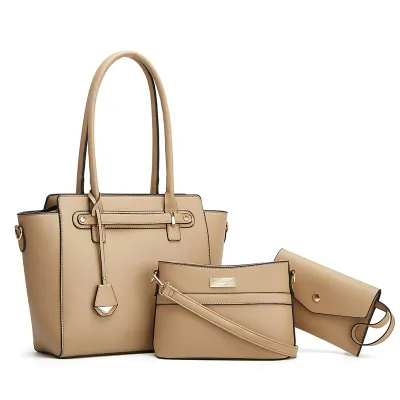 Women Fashion Casual Solid Color Shoulder Bag Three-Piece Set