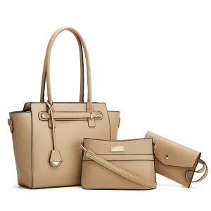 Women Fashion Casual Solid Color Shoulder Bag Three-Piece Set