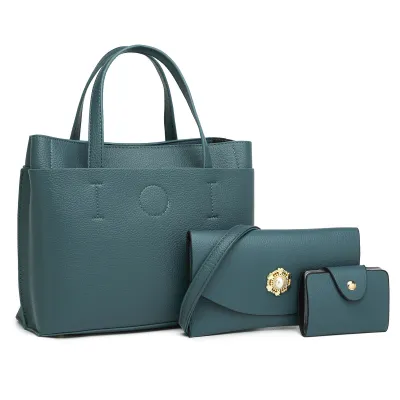 Women Fashion Casual Solid PU Handbag Set Three-Piece