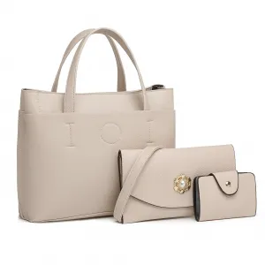 Women Fashion Casual Solid PU Handbag Set Three-Piece